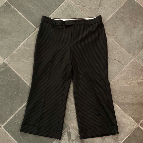 GAP black pinstripe cuffed cropped career office work pants - Picture 1 of 10